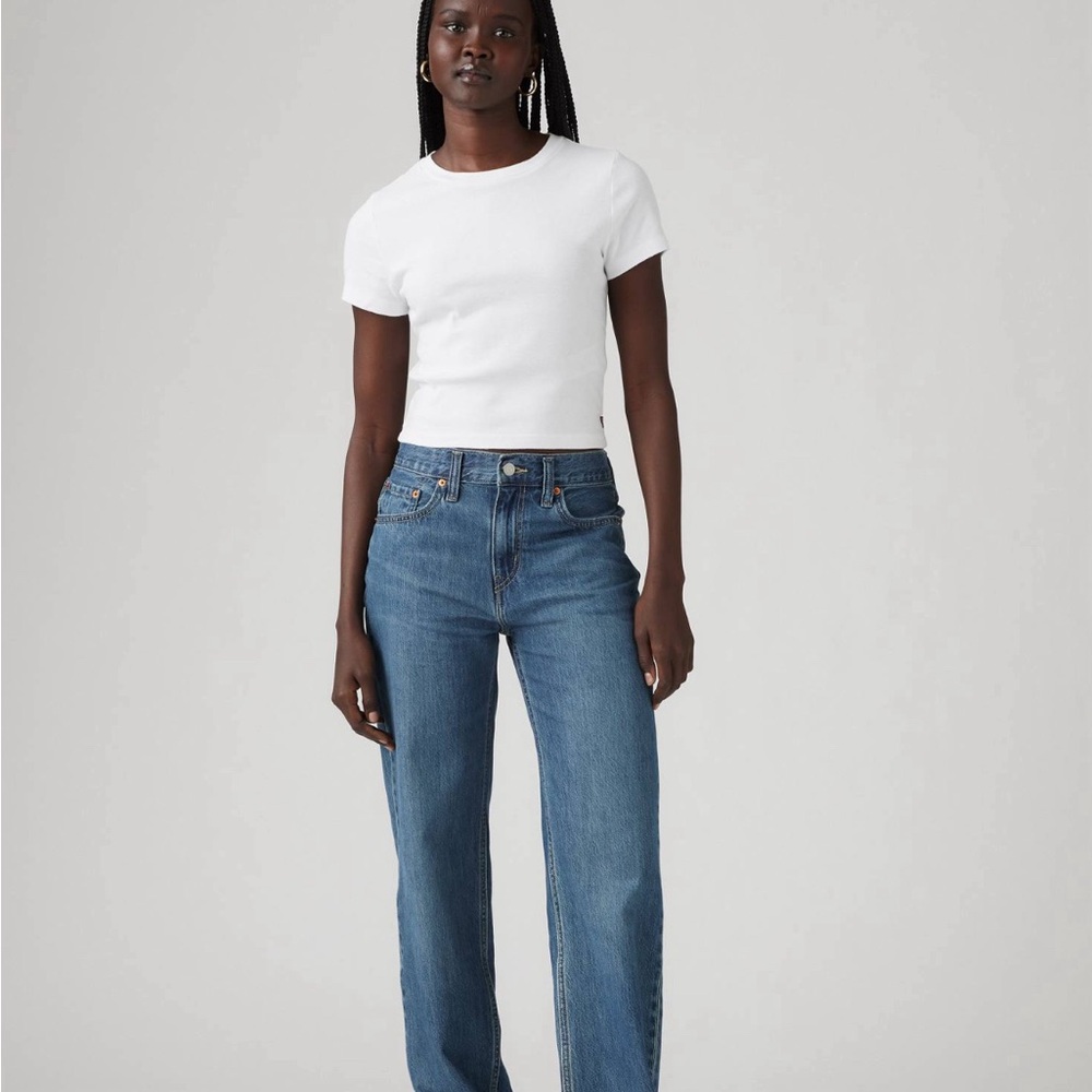Levi’s low pro straight blue jeans